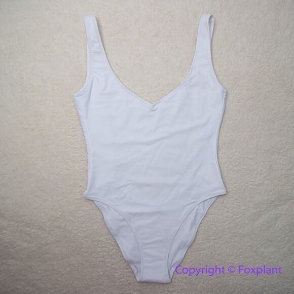 NEW Allsisters isometric one piece plunge open back swimsuit white, size L - Picture 4 of 14